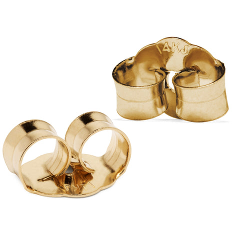 Two Earring Back Replacements |14K Solid Yellow Gold | Threaded Push  on-Screw off |Quality Die Struck | Post Size .032 | 2 Backs
